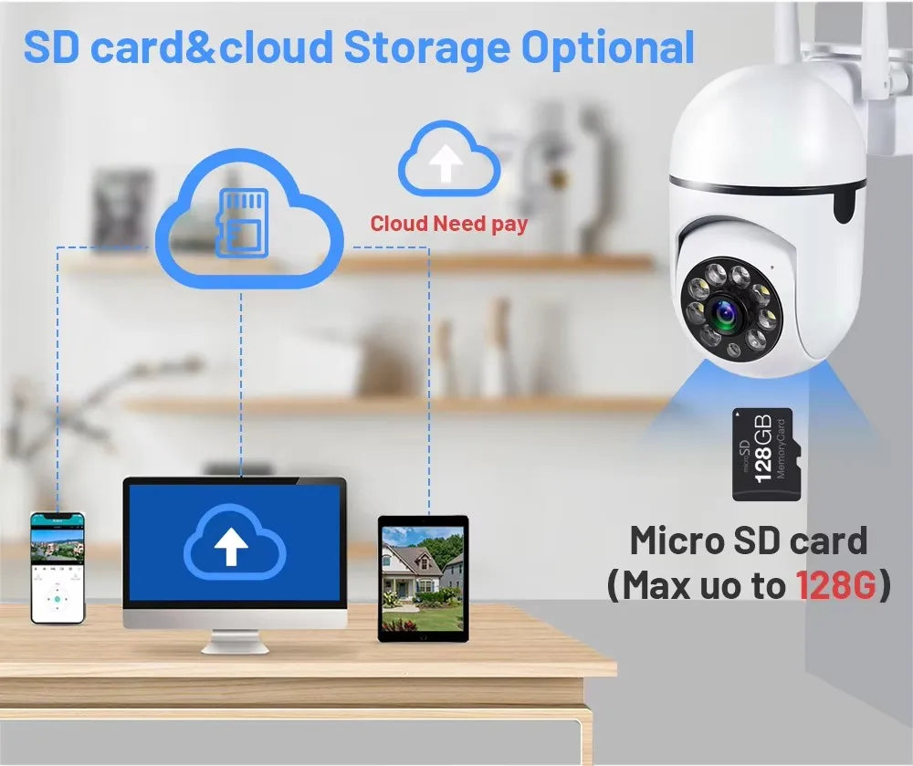 8MP Wifi IP Wireless Security Surveillance PTZ Camera 4X Zoom Cameras Tracking Two-way Audio HD Night Color Cam