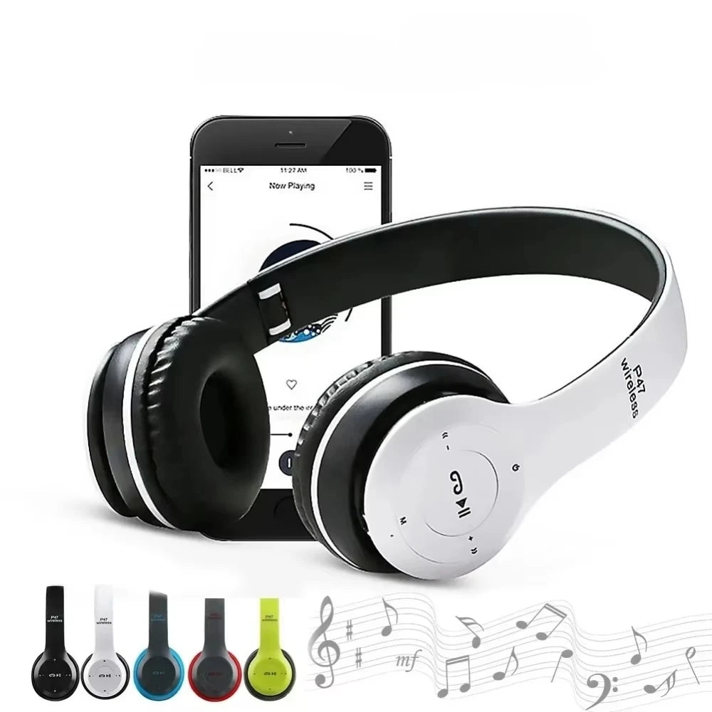 P47 Wireless Bluetooth Headphone With Microphone Foldable Headsets Bass HiFi Sound Music Stereo Earphone For Smartphones TV Game