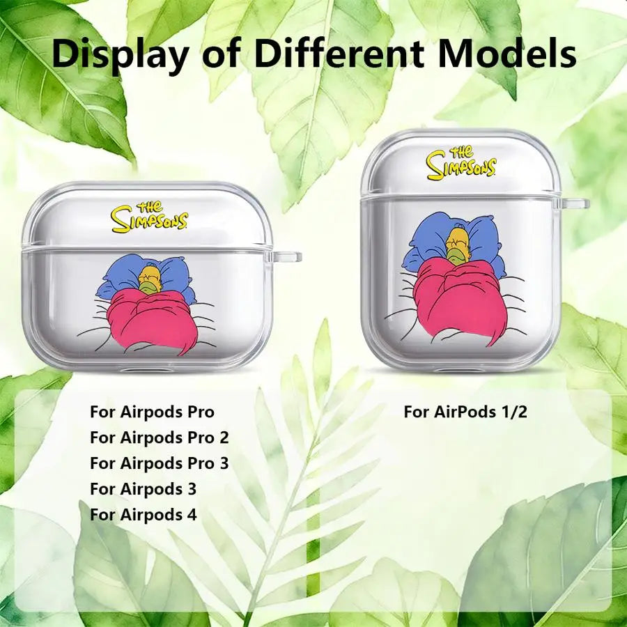 Case For Airpods Pro3 1 2 Pro2 Pro 4 3 Clear Earphone Cases Cover The Simpsons Sleep