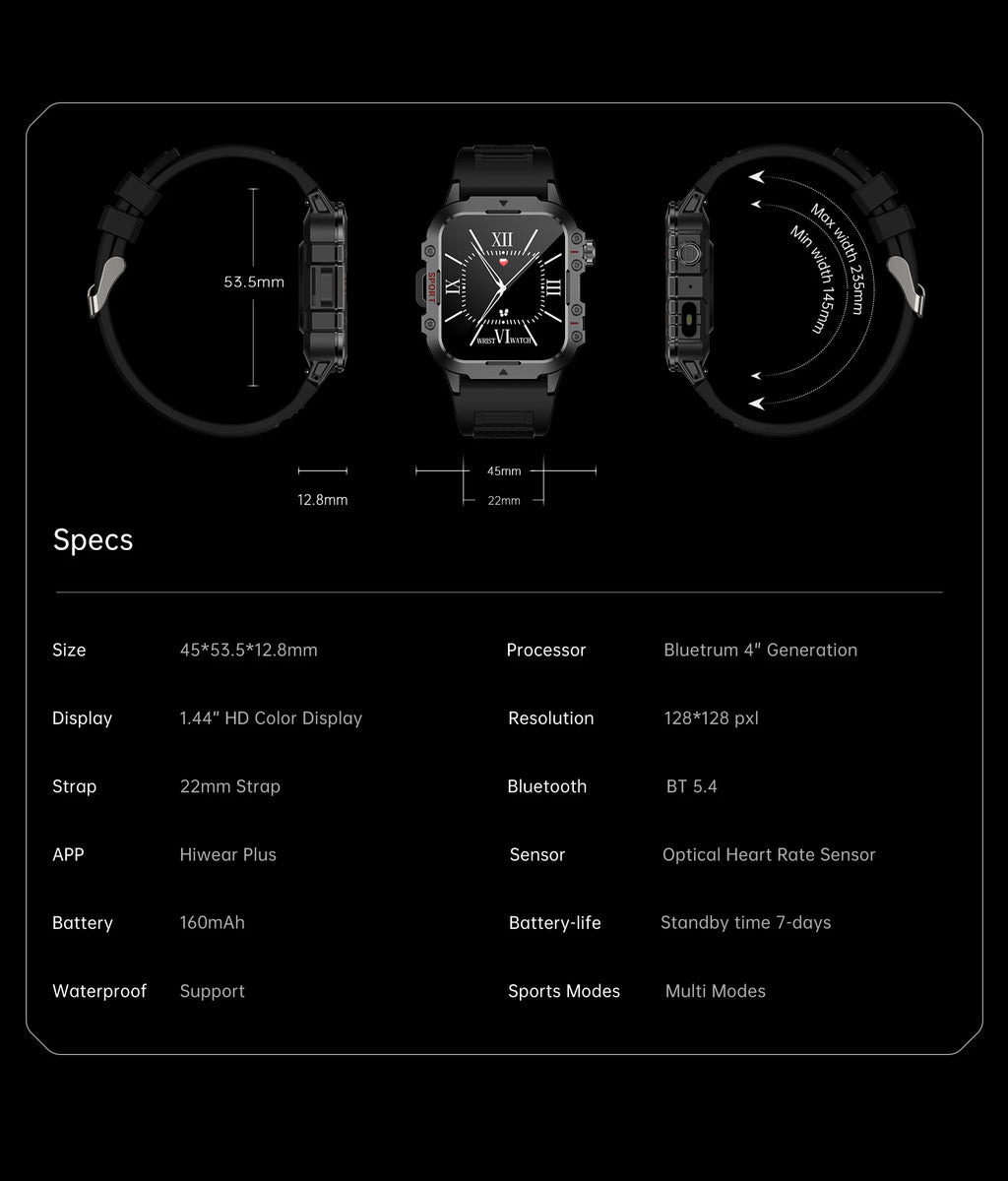 2024 Smart Watch Android Phone 1.44'' Inch Color Screen Bluetooth Call Blood Oxygen/Pressure Monitoring Smart Watch Women Men
