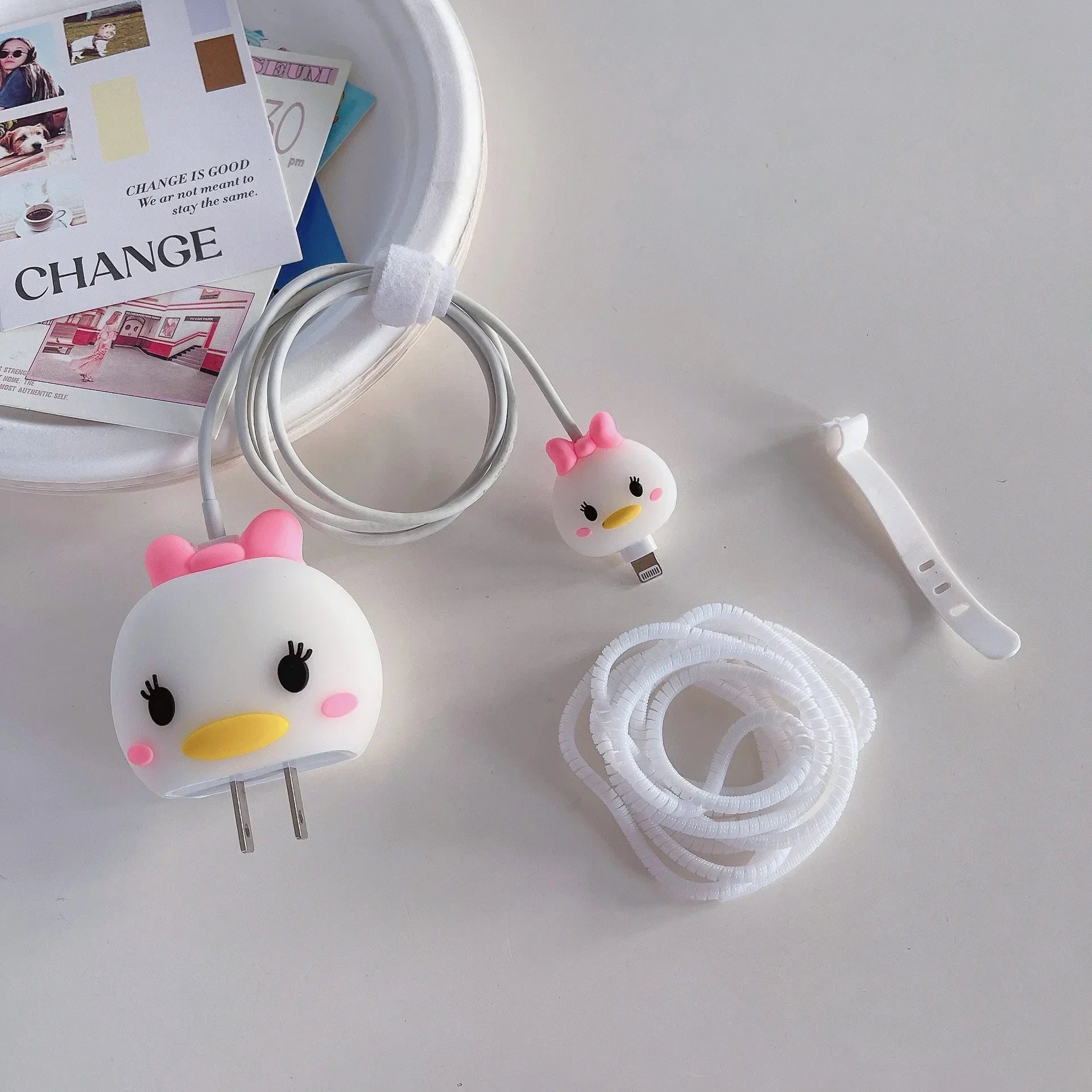 4Pcs Set Cable Protector for iPhone / iPad 18W/20W Charger Protector Case 3D Cartoon Cable Management Phone Wire Cord Organizers