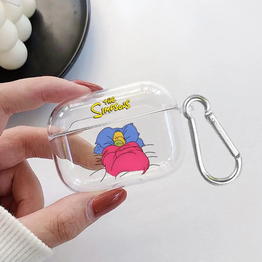 Case For Airpods Pro3 1 2 Pro2 Pro 4 3 Clear Earphone Cases Cover The Simpsons Sleep