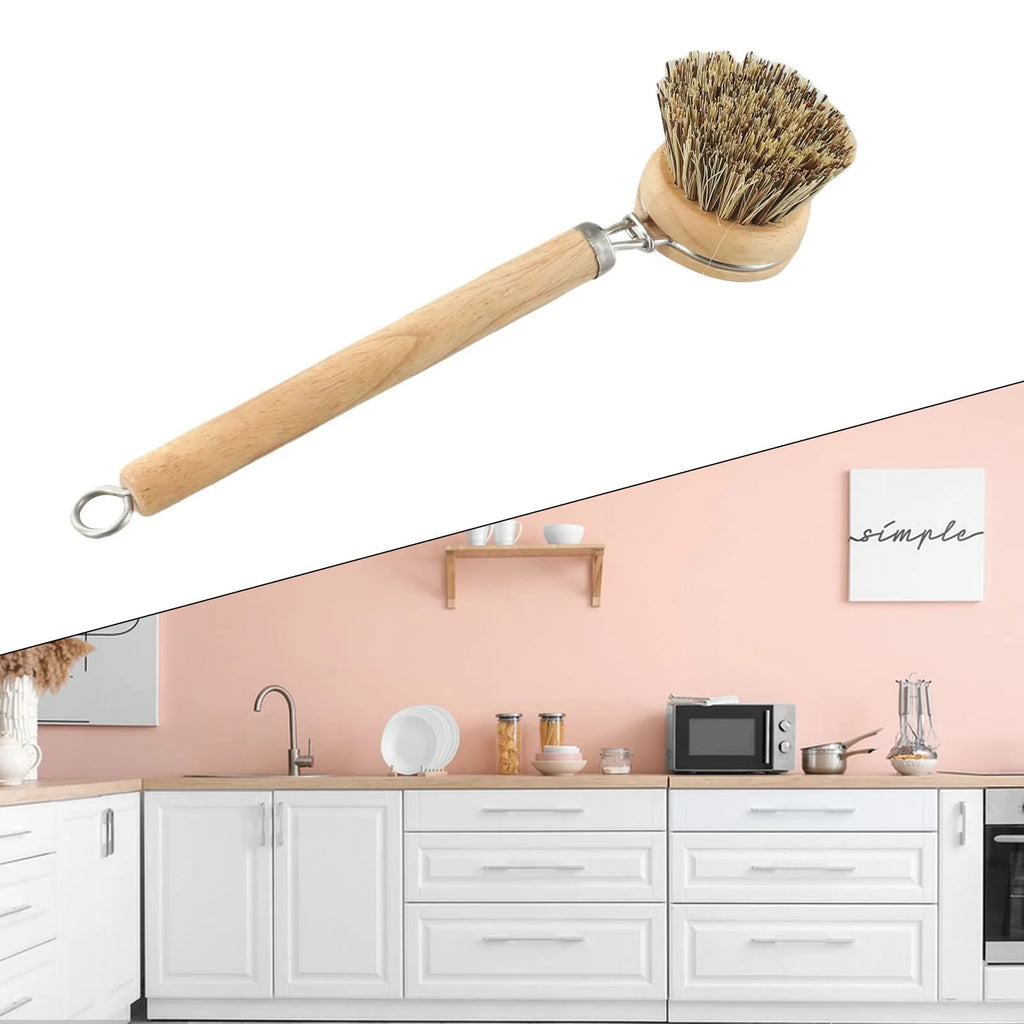 Bamboo Dish Scrub Brush Kitchen Wooden Cleaning Scrubbers Cleaning Brush For Washing Dish Cast Iron Pan Pot Kitchen Tools