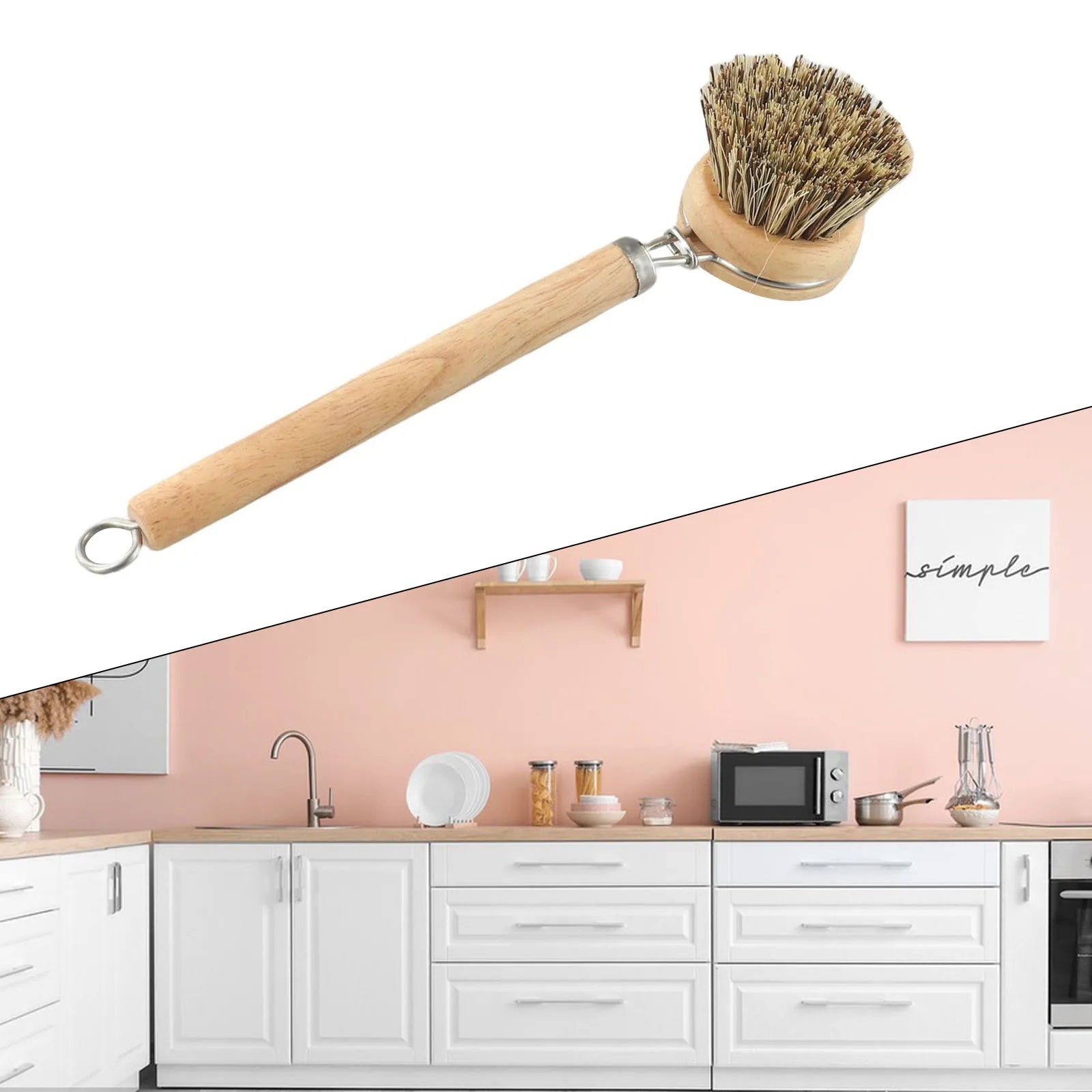 Bamboo Dish Scrub Brush Kitchen Wooden Cleaning Scrubbers Cleaning Brush For Washing Dish Cast Iron Pan Pot Kitchen Tools