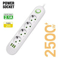 2M Cable EU Plug Power Strip with 3 USB Socket Network Filter Round Pin AC Outlet Ports Extension Cord Electrical Charge Adapter