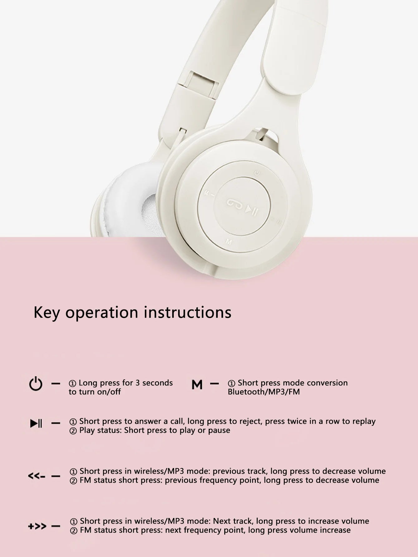 Head-mounted Bluetooth headphones, HiFi sound quality, seamless game delay, foldable portable Bluetooth headphones