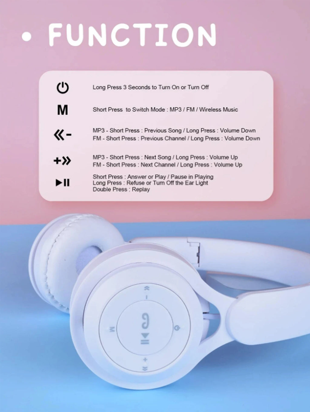 Head-mounted Bluetooth headphones, HiFi sound quality, seamless game delay, foldable portable Bluetooth headphones