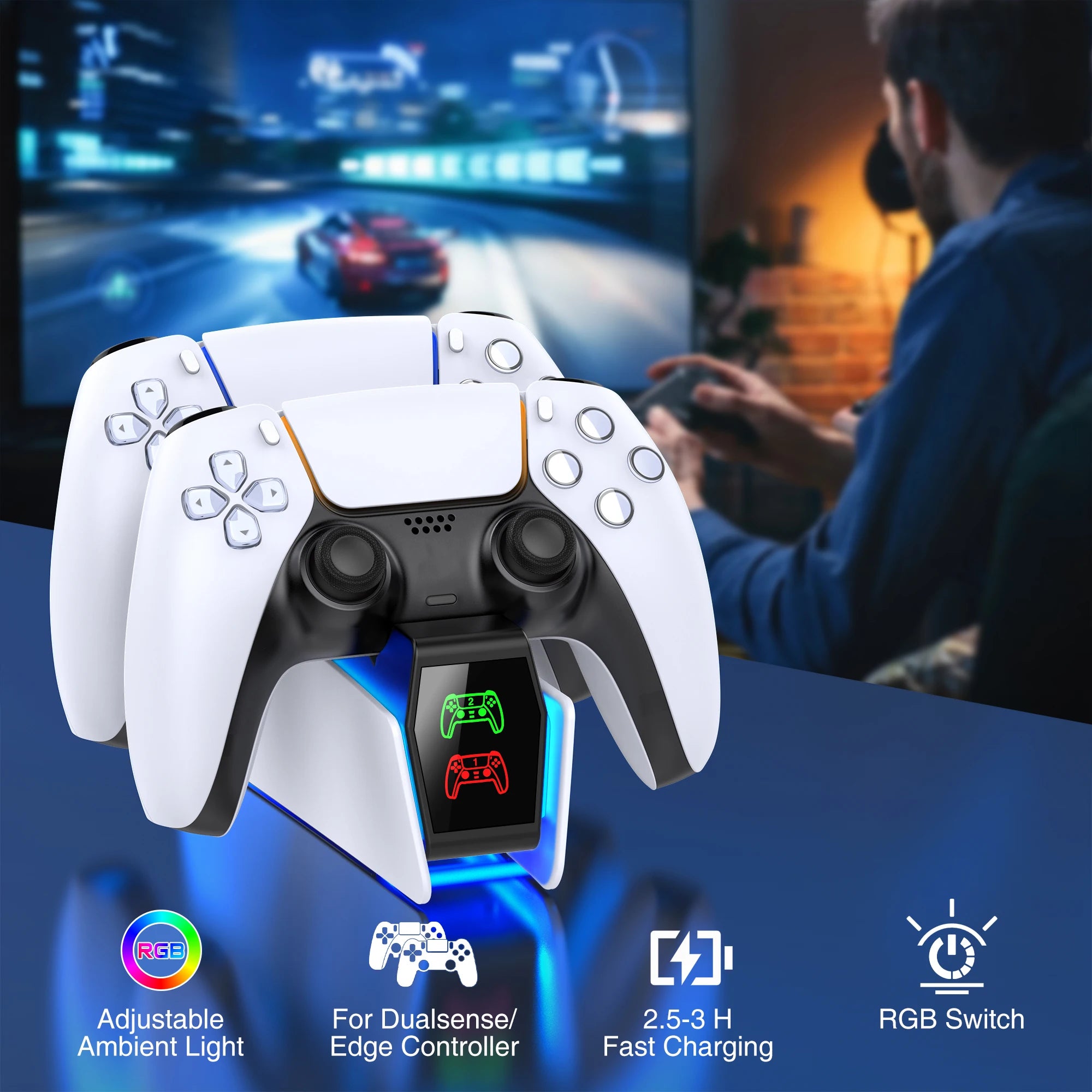 Controller Charging Station For PlayStation 5 Dual Fast Charger LED Indicator Charging Stand Docking Station ps5 accessories