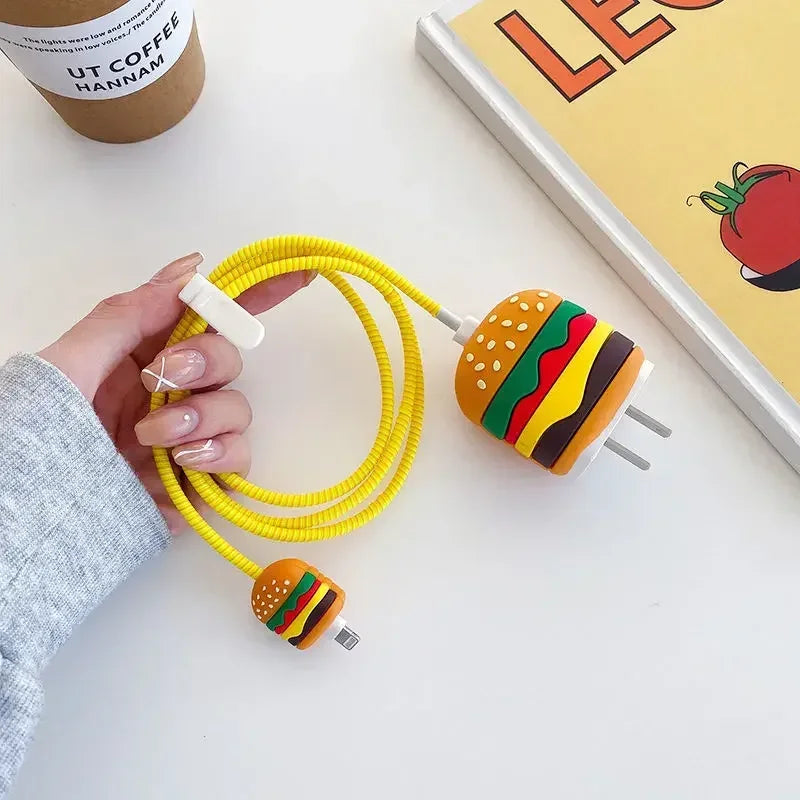 4Pcs Set Cable Protector for iPhone / iPad 18W/20W Charger Protector Case 3D Cartoon Cable Management Phone Wire Cord Organizers