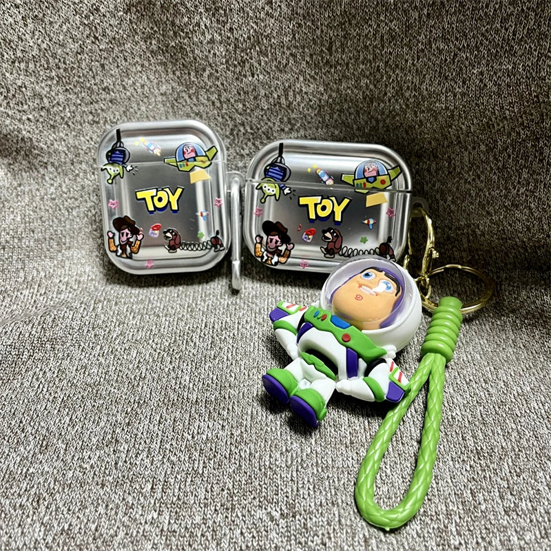 Toy Story Buzz Lightyear Airpods 2/3/4 Generation Bluetooth Earphone Protective Case Personalized Trendy Cool Pendant Convenient