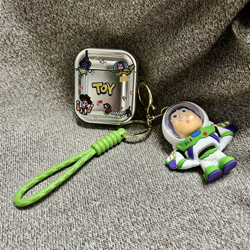 Toy Story Buzz Lightyear Airpods 2/3/4 Generation Bluetooth Earphone Protective Case Personalized Trendy Cool Pendant Convenient