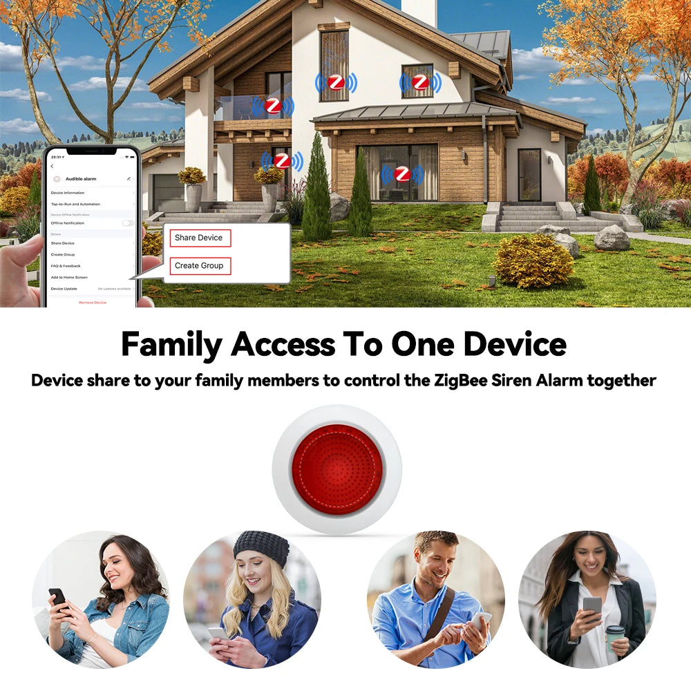 Meian Tuya 100dB Siren Alarm Wireless Sirena Alarma Linkage Security Protection Control Via Smart Life APP ZigBee 3.0 Gateway