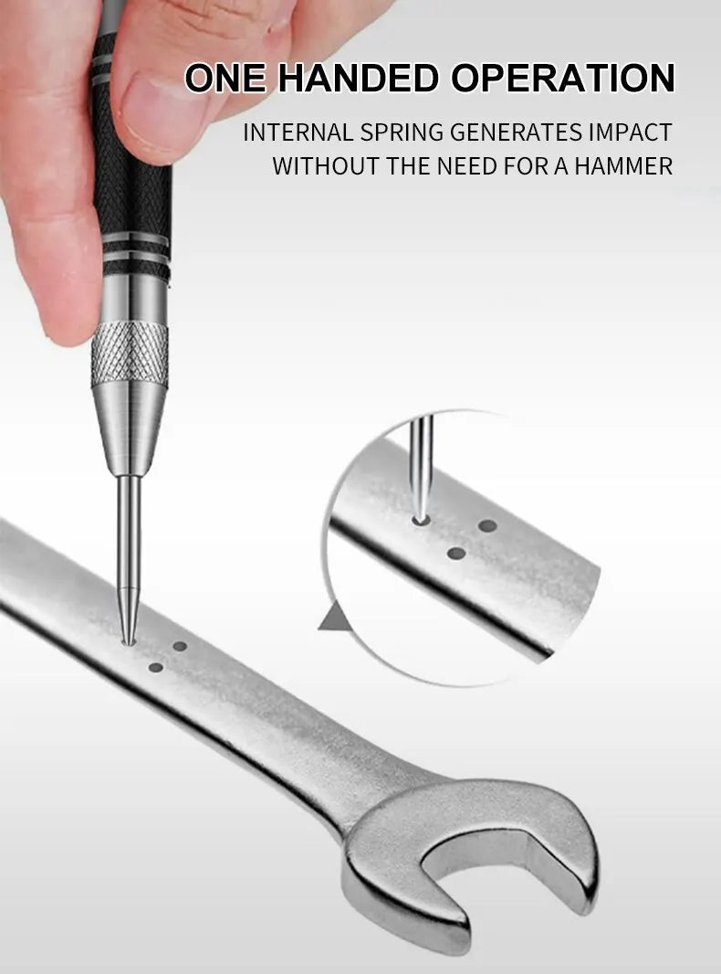 2pc Spring Type Automatic Center Punch Locator Glass Striker Window Breaker Punch Centering Punch Punch Tool