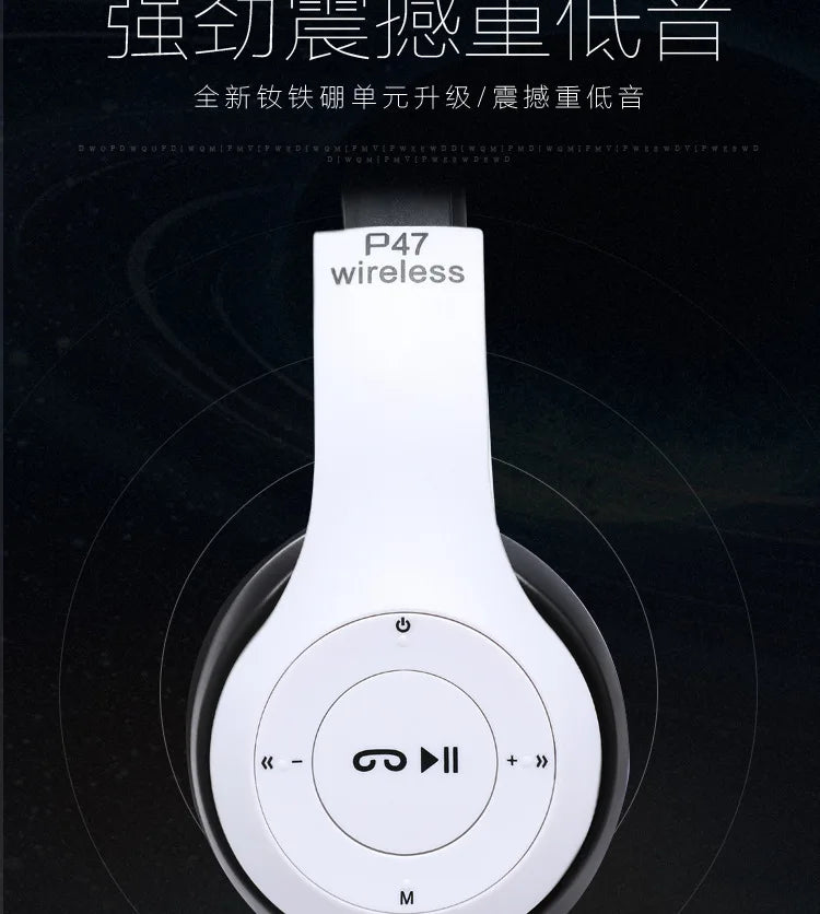 P47 Wireless Bluetooth Headphone With Microphone Foldable Headsets Bass HiFi Sound Music Stereo Earphone For Smartphones TV Game