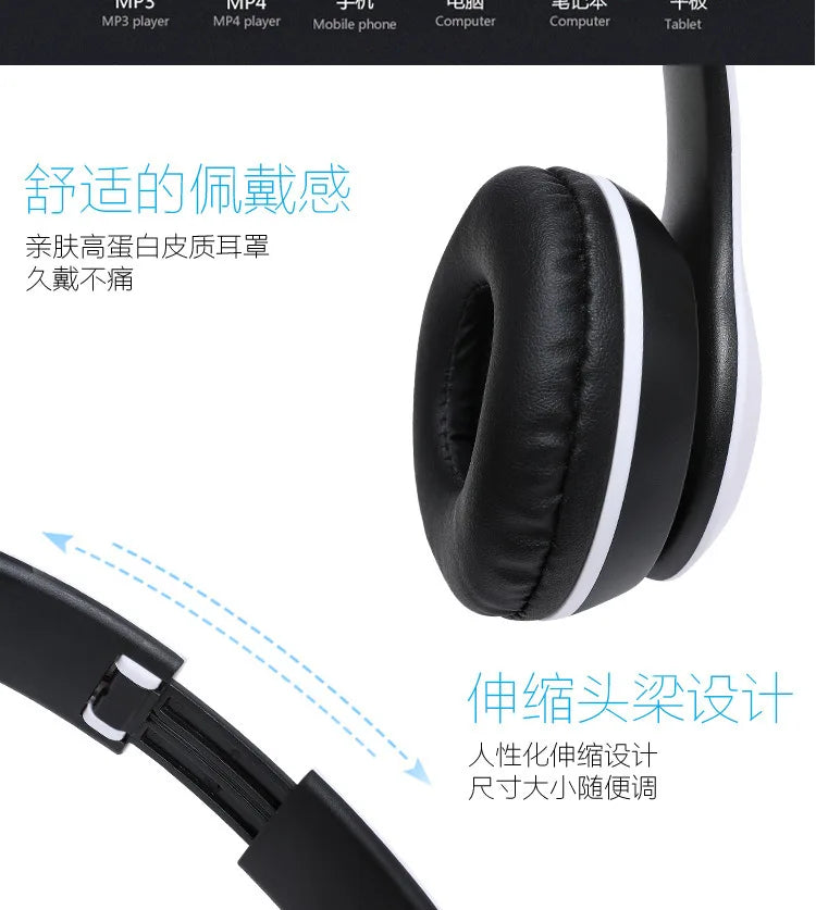 P47 Wireless Bluetooth Headphone With Microphone Foldable Headsets Bass HiFi Sound Music Stereo Earphone For Smartphones TV Game