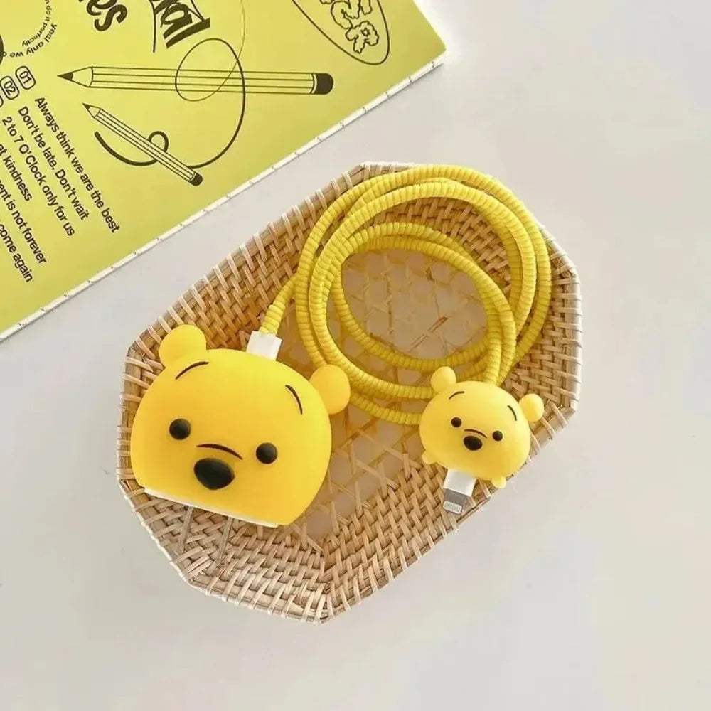 4Pcs Set Cable Protector for iPhone / iPad 18W/20W Charger Protector Case 3D Cartoon Cable Management Phone Wire Cord Organizers