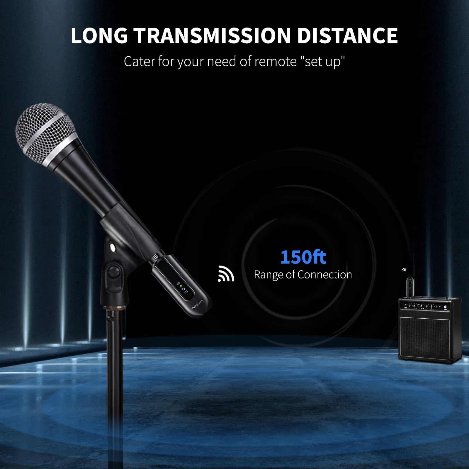 Wireless Microphone Transmitter Receiver 2.4Ghz XLR System Mic Adapter for Audio Mixer Dynamic 48V Phantom Power Condenser
