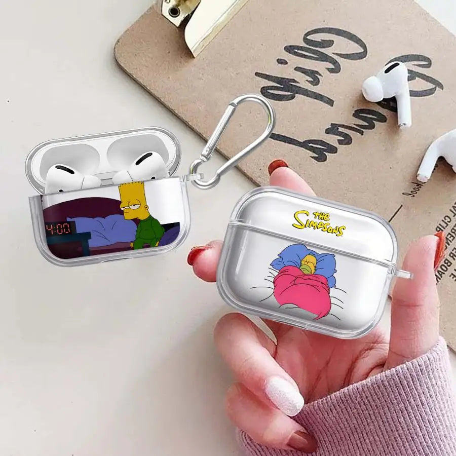Case For Airpods Pro3 1 2 Pro2 Pro 4 3 Clear Earphone Cases Cover The Simpsons Sleep