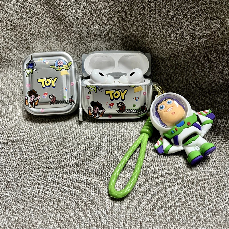 Toy Story Buzz Lightyear Airpods 2/3/4 Generation Bluetooth Earphone Protective Case Personalized Trendy Cool Pendant Convenient