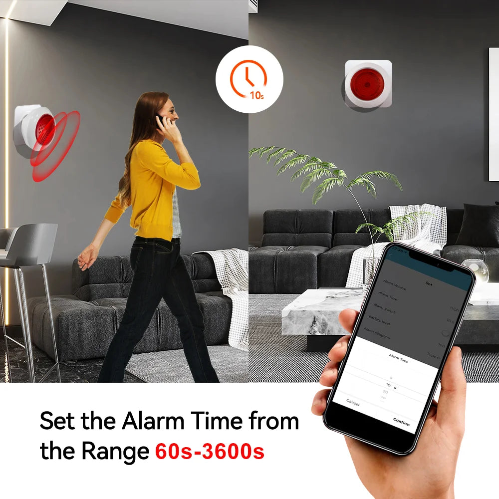 Meian Tuya 100dB Siren Alarm Wireless Sirena Alarma Linkage Security Protection Control Via Smart Life APP ZigBee 3.0 Gateway