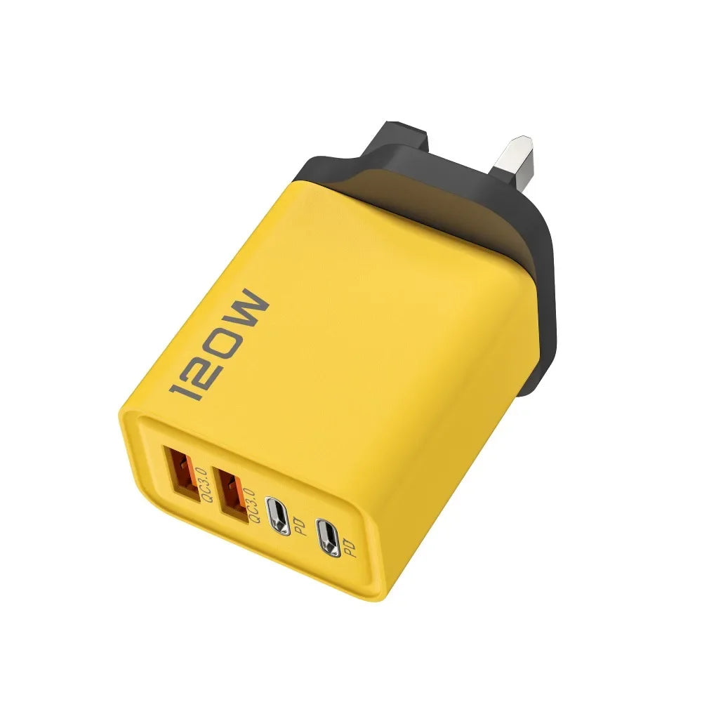 Total 120W Fast Charging Quick Charger PD USB Type-C Wall Adapter for iPhone 16/15/14 Xiaomi Huawei Redmi Oneplus Phone Charger