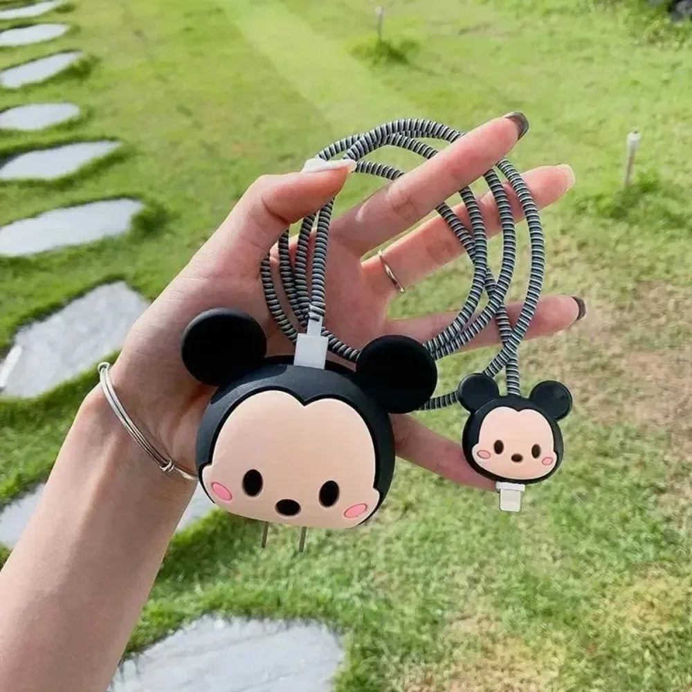 4Pcs Set Cable Protector for iPhone / iPad 18W/20W Charger Protector Case 3D Cartoon Cable Management Phone Wire Cord Organizers