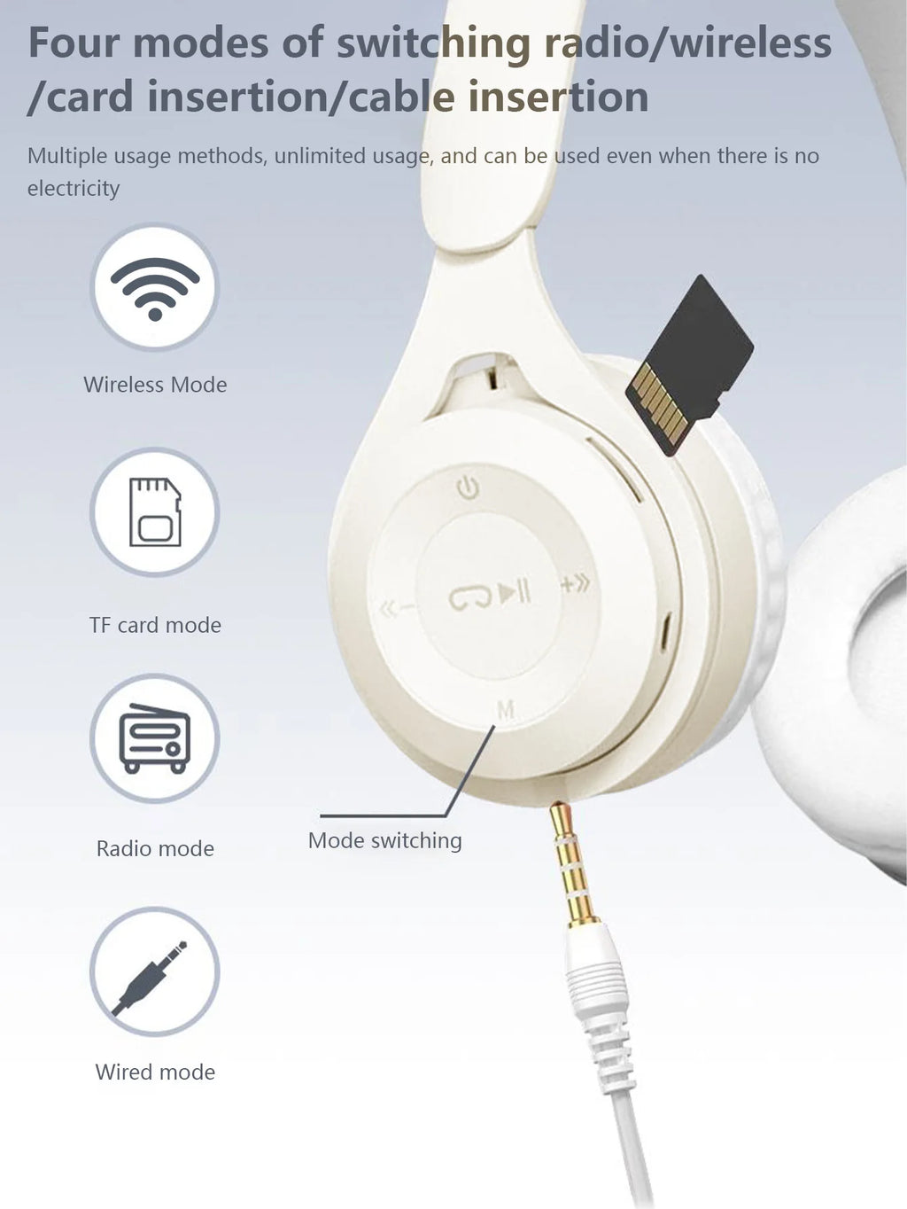 Head-mounted Bluetooth headphones, HiFi sound quality, seamless game delay, foldable portable Bluetooth headphones