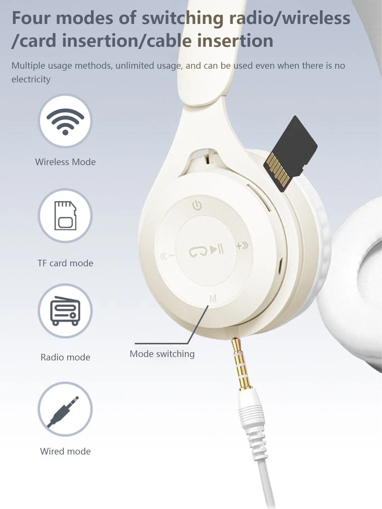 Head-mounted Bluetooth headphones, HiFi sound quality, seamless game delay, foldable portable Bluetooth headphones