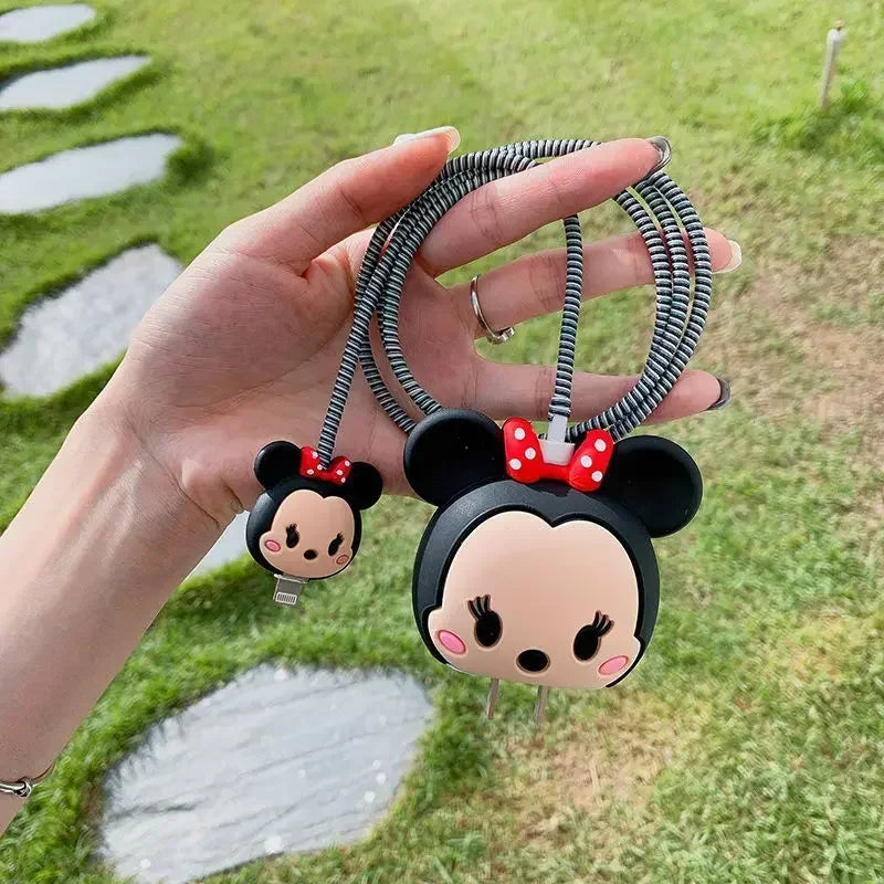 4Pcs Set Cable Protector for iPhone / iPad 18W/20W Charger Protector Case 3D Cartoon Cable Management Phone Wire Cord Organizers
