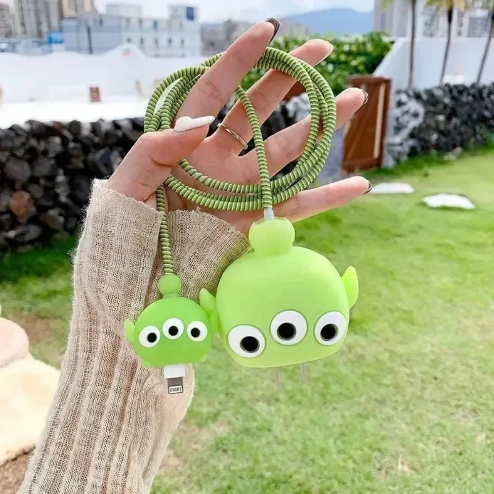 4Pcs Set Cable Protector for iPhone / iPad 18W/20W Charger Protector Case 3D Cartoon Cable Management Phone Wire Cord Organizers