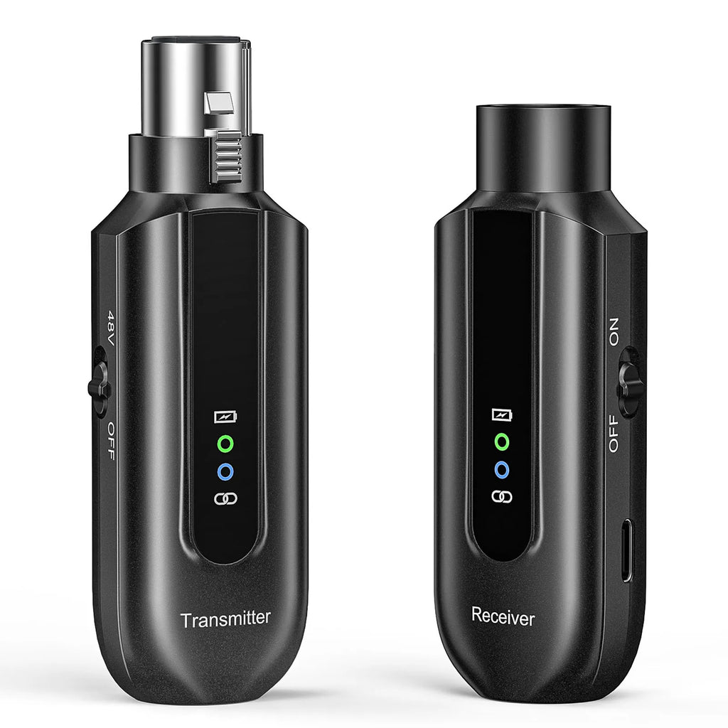 Wireless Microphone Transmitter Receiver 2.4Ghz XLR System Mic Adapter for Audio Mixer Dynamic 48V Phantom Power Condenser