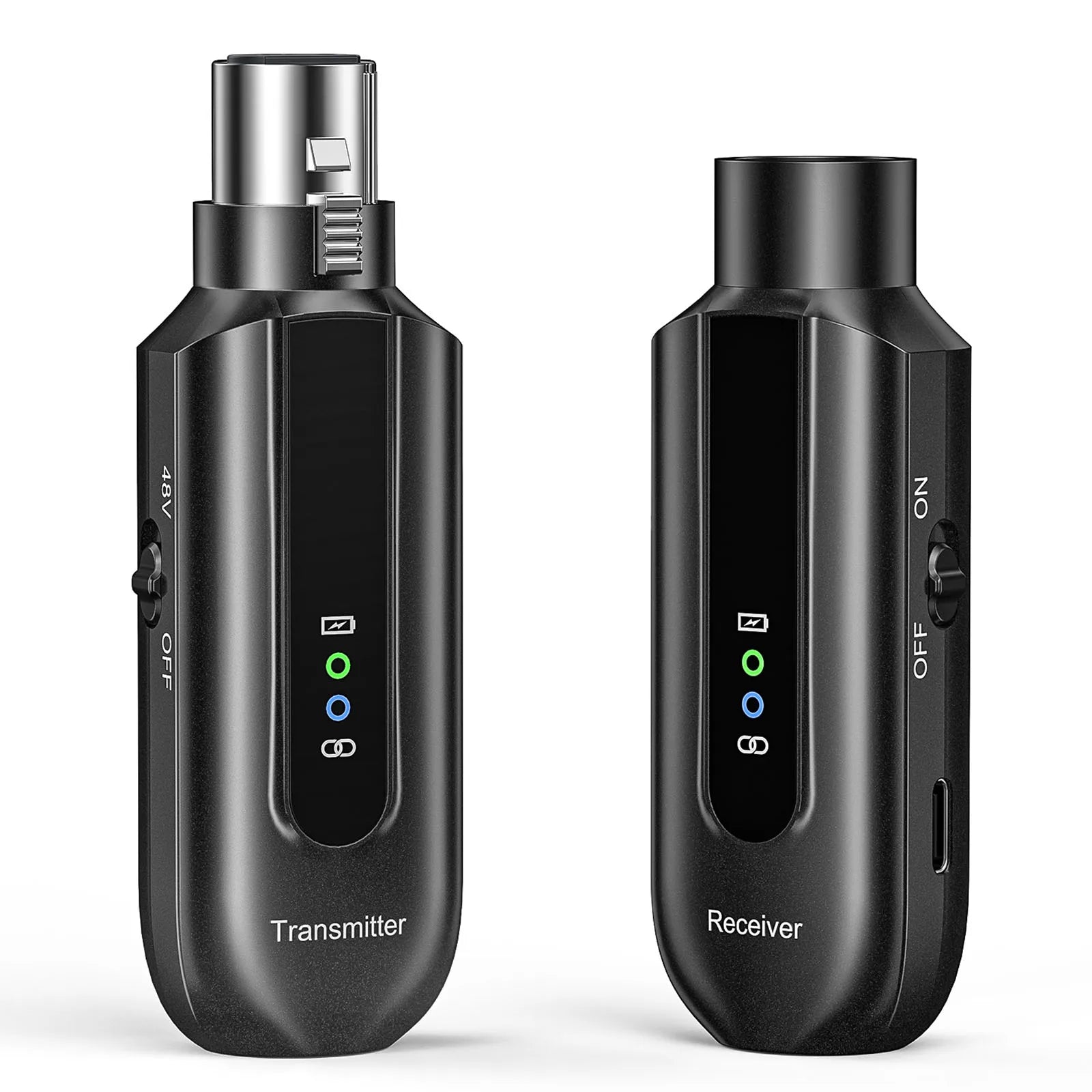Wireless Microphone Transmitter Receiver 2.4Ghz XLR System Mic Adapter for Audio Mixer Dynamic 48V Phantom Power Condenser