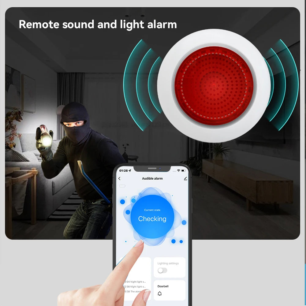 Meian Tuya 100dB Siren Alarm Wireless Sirena Alarma Linkage Security Protection Control Via Smart Life APP ZigBee 3.0 Gateway