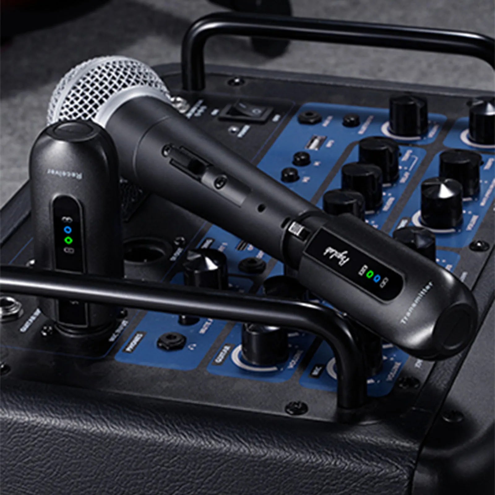 Wireless Microphone Transmitter Receiver 2.4Ghz XLR System Mic Adapter for Audio Mixer Dynamic 48V Phantom Power Condenser