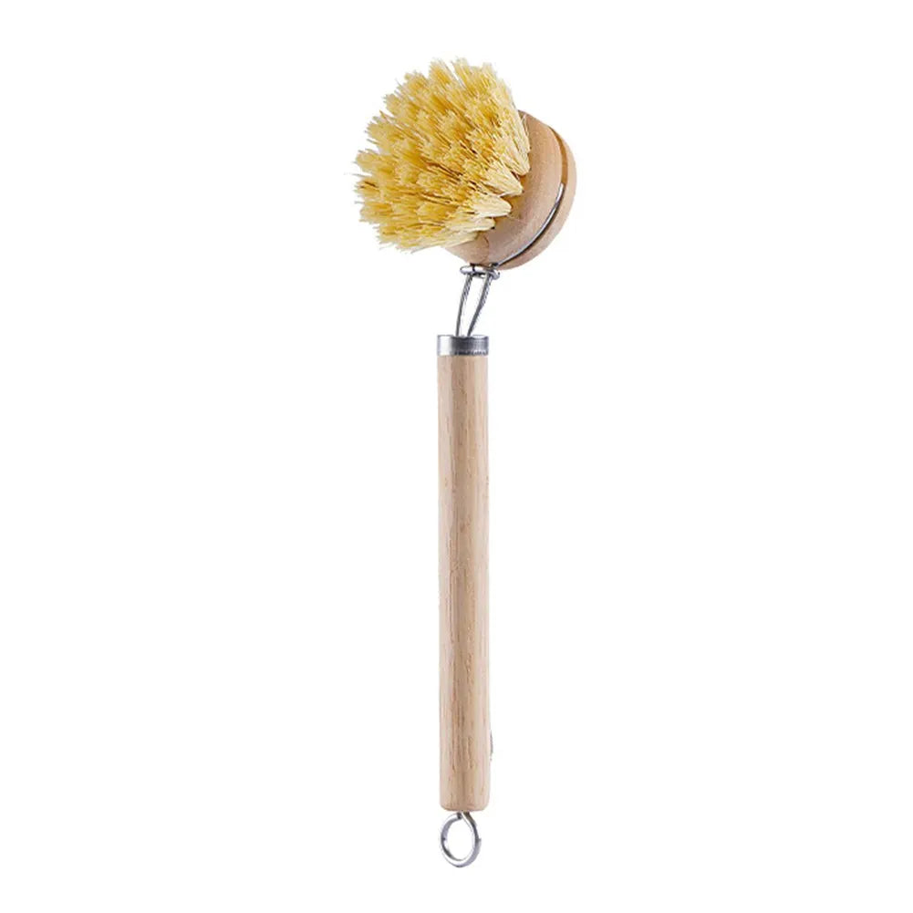Bamboo Dish Scrub Brush Kitchen Wooden Cleaning Scrubbers Cleaning Brush For Washing Dish Cast Iron Pan Pot Kitchen Tools
