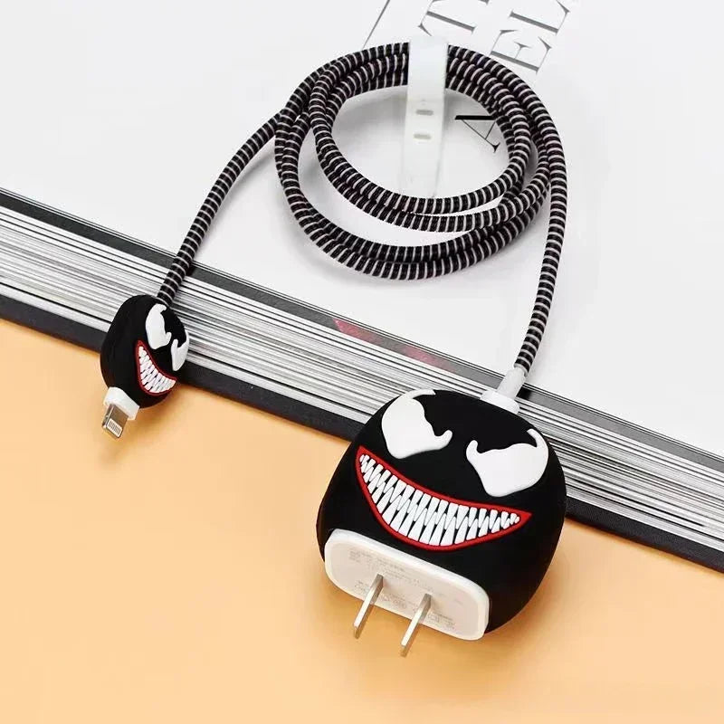 4Pcs Set Cable Protector for iPhone / iPad 18W/20W Charger Protector Case 3D Cartoon Cable Management Phone Wire Cord Organizers