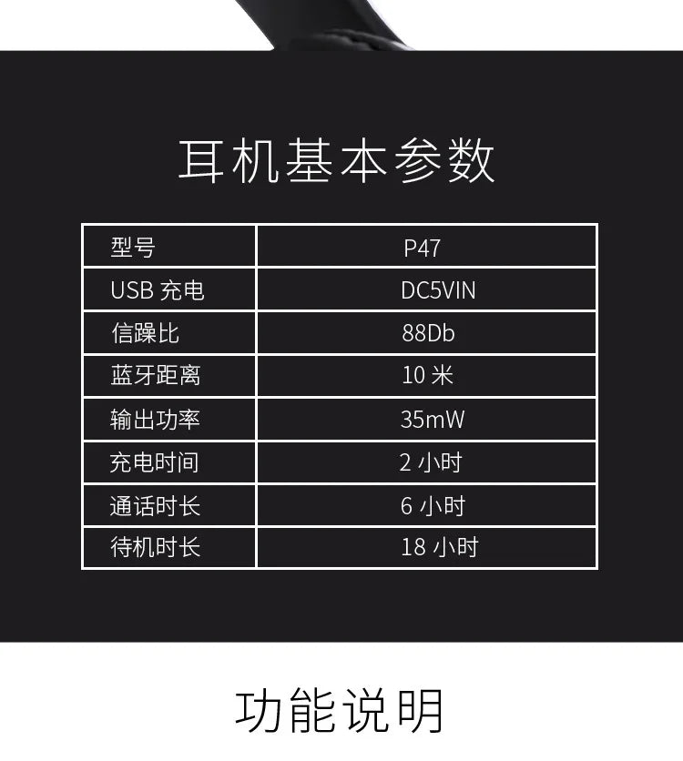 P47 Wireless Bluetooth Headphone With Microphone Foldable Headsets Bass HiFi Sound Music Stereo Earphone For Smartphones TV Game