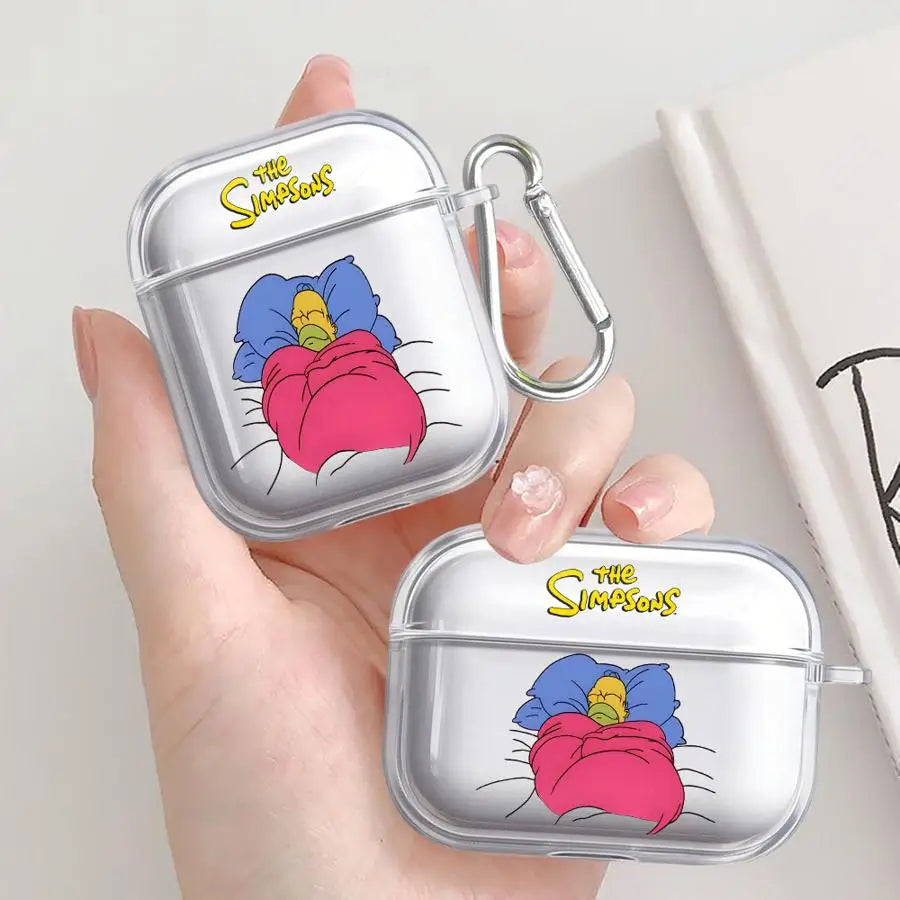 Case For Airpods Pro3 1 2 Pro2 Pro 4 3 Clear Earphone Cases Cover The Simpsons Sleep