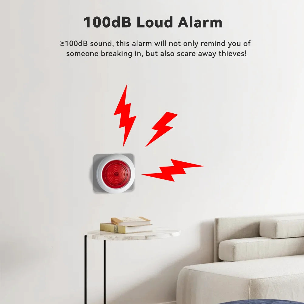 Meian Tuya 100dB Siren Alarm Wireless Sirena Alarma Linkage Security Protection Control Via Smart Life APP ZigBee 3.0 Gateway