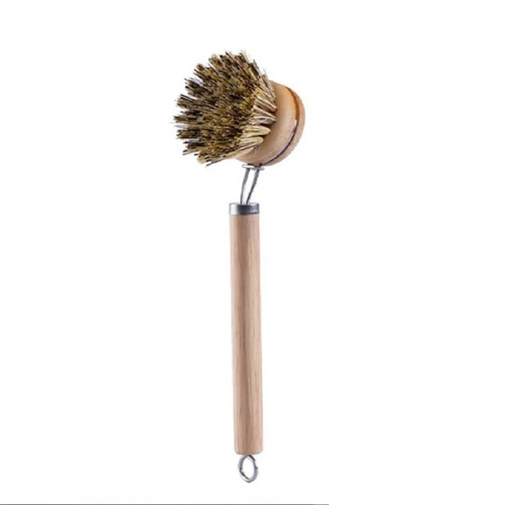 Bamboo Dish Scrub Brush Kitchen Wooden Cleaning Scrubbers Cleaning Brush For Washing Dish Cast Iron Pan Pot Kitchen Tools