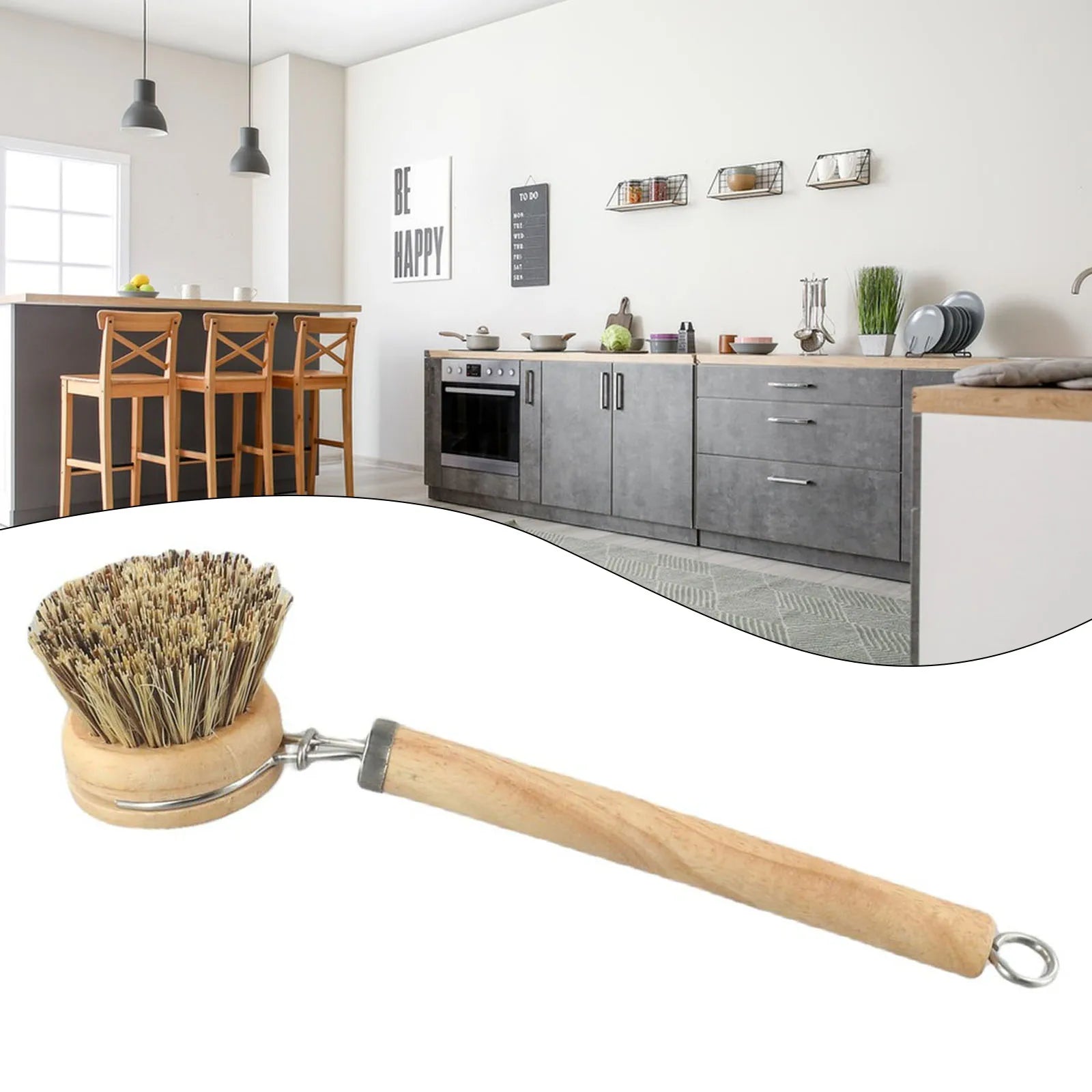 Bamboo Dish Scrub Brush Kitchen Wooden Cleaning Scrubbers Cleaning Brush For Washing Dish Cast Iron Pan Pot Kitchen Tools