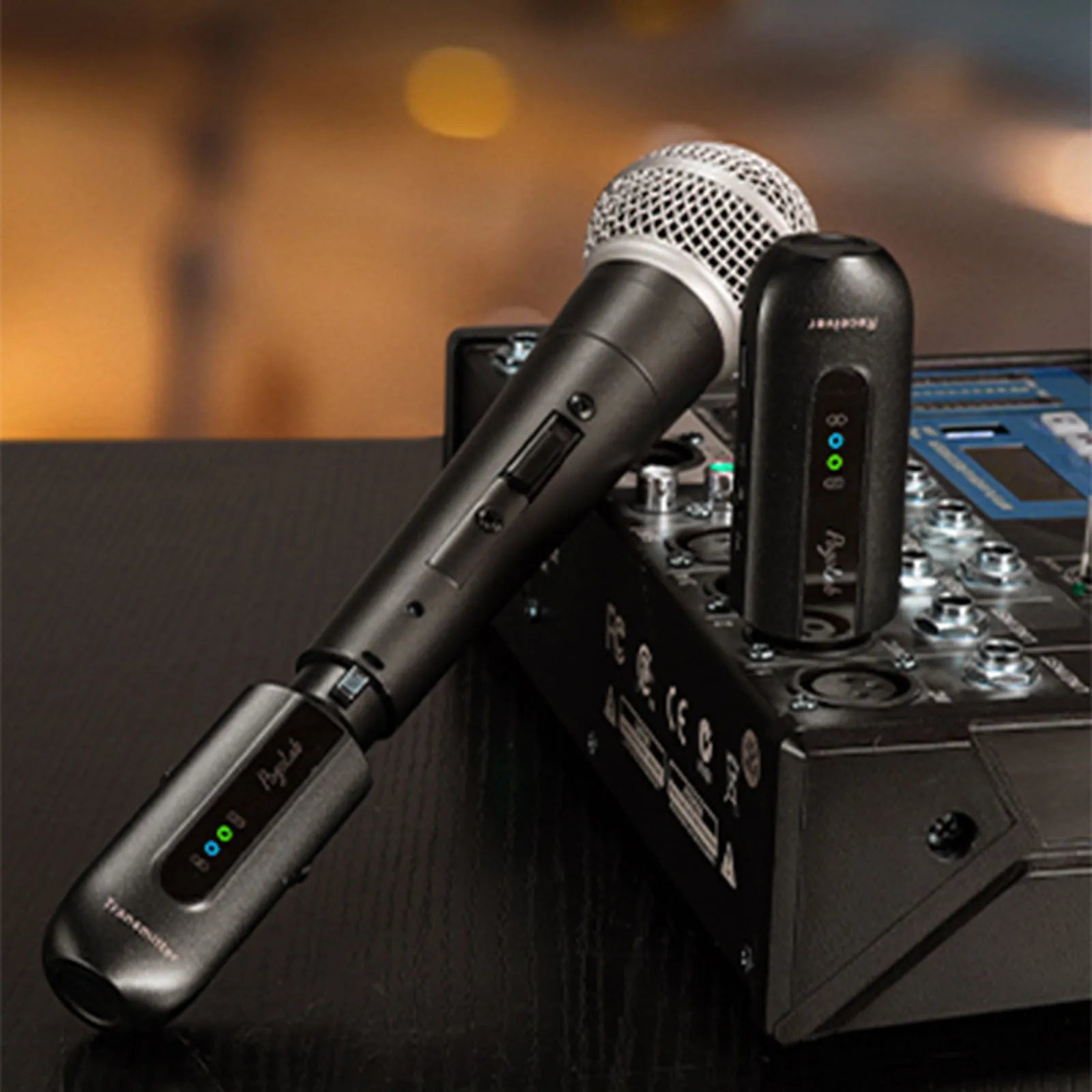 Wireless Microphone Transmitter Receiver 2.4Ghz XLR System Mic Adapter for Audio Mixer Dynamic 48V Phantom Power Condenser