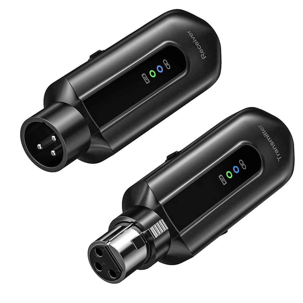 Wireless Microphone Transmitter Receiver 2.4Ghz XLR System Mic Adapter for Audio Mixer Dynamic 48V Phantom Power Condenser