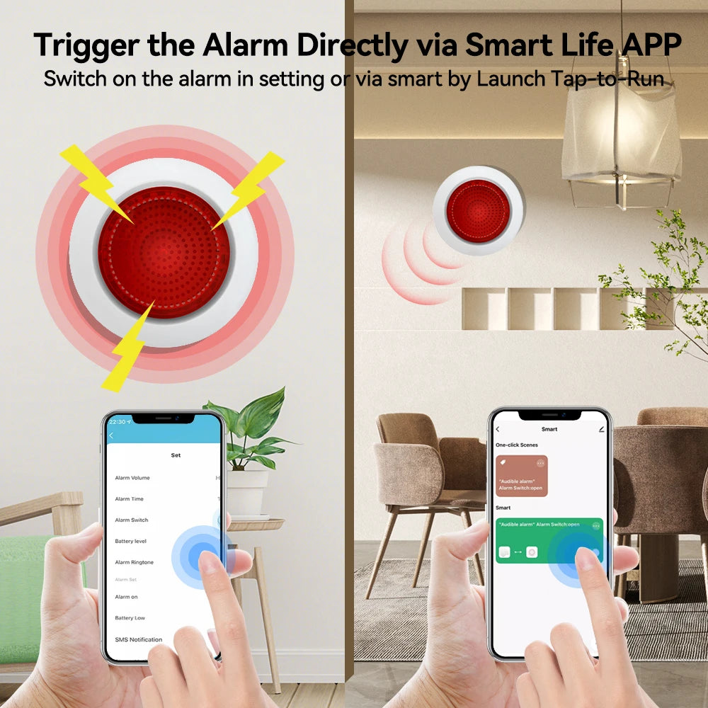 Meian Tuya 100dB Siren Alarm Wireless Sirena Alarma Linkage Security Protection Control Via Smart Life APP ZigBee 3.0 Gateway