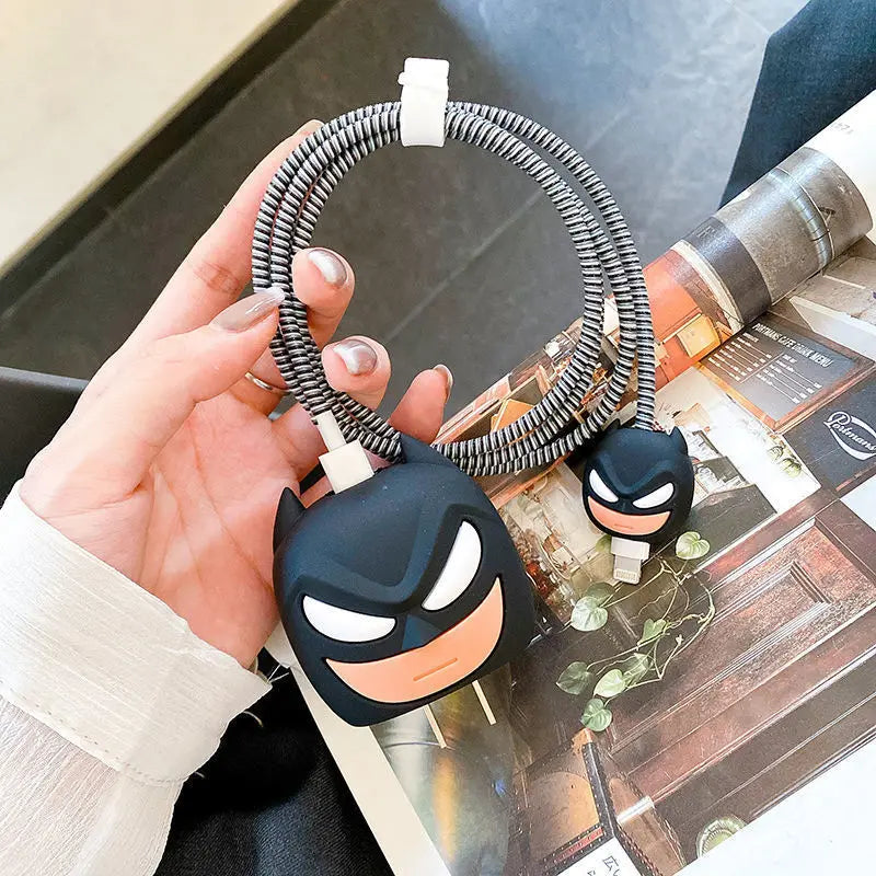 4Pcs Set Cable Protector for iPhone / iPad 18W/20W Charger Protector Case 3D Cartoon Cable Management Phone Wire Cord Organizers