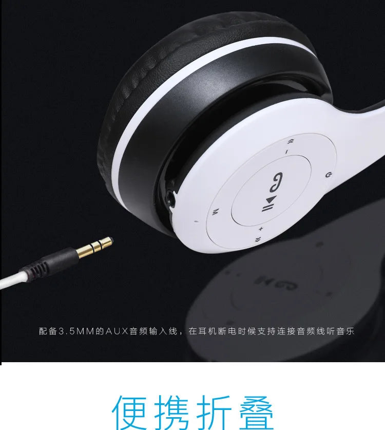 P47 Wireless Bluetooth Headphone With Microphone Foldable Headsets Bass HiFi Sound Music Stereo Earphone For Smartphones TV Game