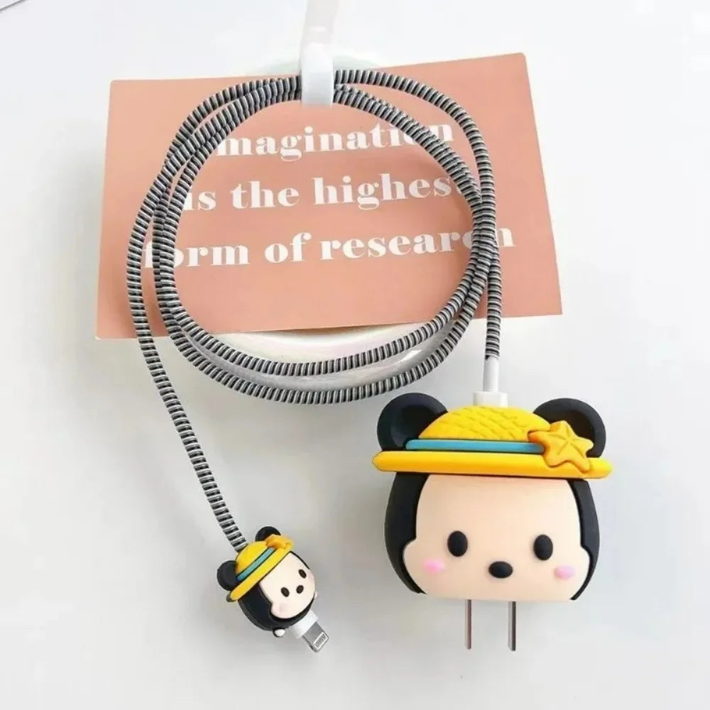 4Pcs Set Cable Protector for iPhone / iPad 18W/20W Charger Protector Case 3D Cartoon Cable Management Phone Wire Cord Organizers